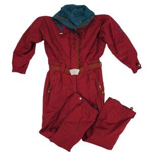 Obermeyer Gallivant II Petite Womens Red One-Piece Ski Suit Size 14P Embroidered